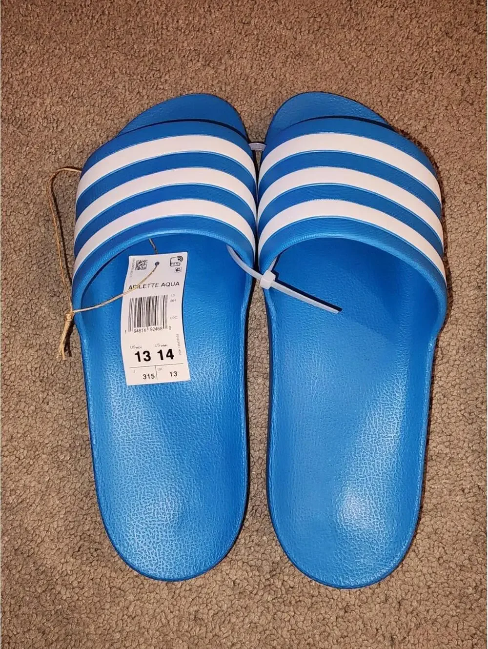 adidas Adilette Aqua Slides Blue Burst Cloud White Size 13